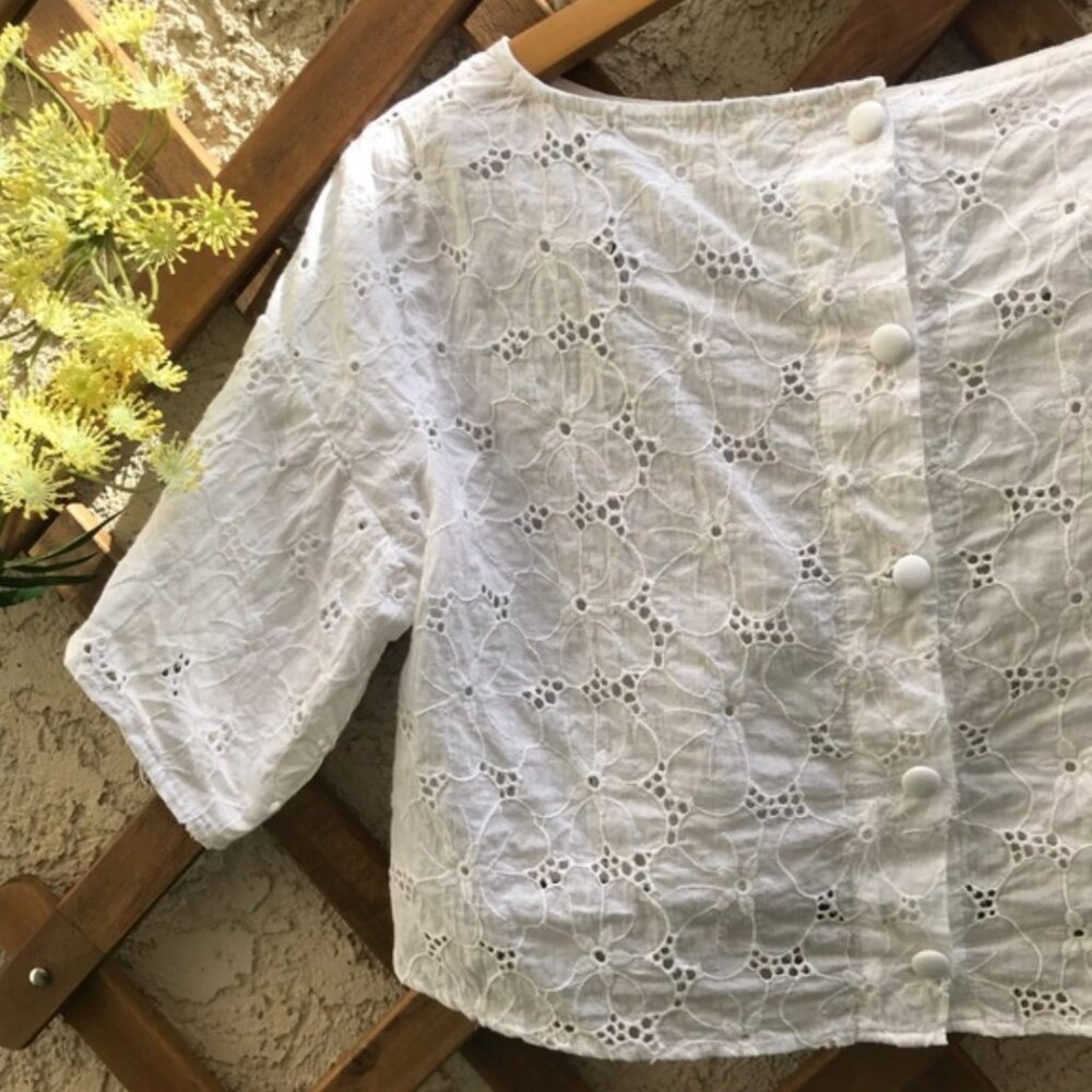 BB DAKOTA FLORAL WHITE CROP TOP S - Picture 4 of 5